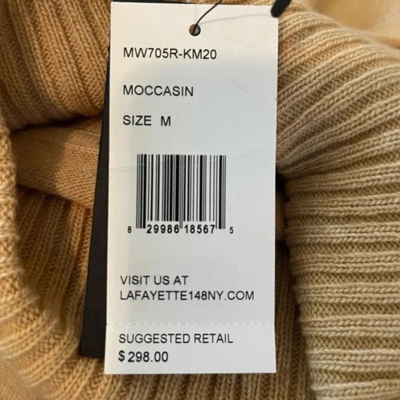NWT! $298 Lafayette 148 NY moccasin wool/cashmere turtleneck sweater Medium - Picture 4 of 5